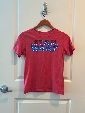 Star Wars Pink Short Sleeve Graphic Tee with Flag Stars